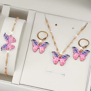 Новый модный набор украшений: часы, кольцо с бабочкой, ожерелье, серьги, роскошные часы с водными бриллиантами, повседневный браслет. - Product Image 5