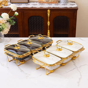 Vente en gros de plats de chauffe-plats en céramique de haute qualité casseroles marmites chaudes ensembles de 3 chauffe-plats en porcelaine - Product Image 1