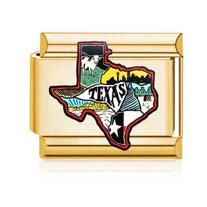 Cross-border Hot Sale <b>Personalized</b> Stainless Steel Gold Plated Oil Drop Cowboy DIY Italian Module Bracelet Western Denim Gold - Product Image 2