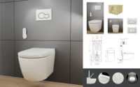 Système de Toilettes Bidet Suspendues Intelligentes avec Télécommande Cuvette Allongée Chasse Gravitaire Chauffage de Siège Inclus