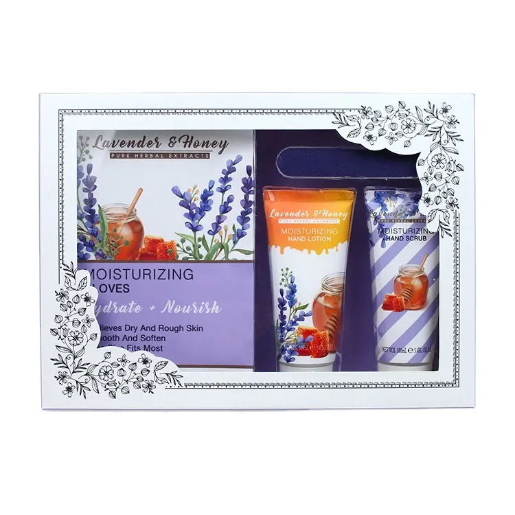 Custom lavender hand wash and lotion bath spa box gift set for girl