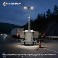 Tour d'éclairage solaire sur remorque à essieu unique, panneau solaire monocristallin 1500W, certifié WMI DOT pour les interventions d'urgence