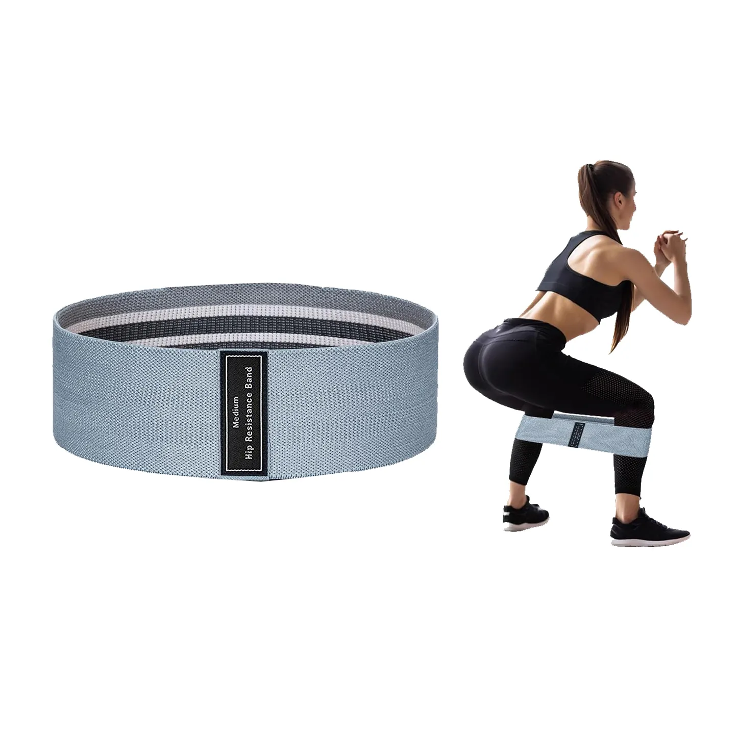 Zakerda Schlussverkauf individuelle graue Schleifen Widerstandsbänder elastisches Hüftband einstellbar für Fitness Training aus Polyester