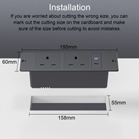 UK Meter Einbau-Steckdose 2 AC-Steckdosen + USB-C USB-A 18W Port 6.56ft Netz kabel UK Steckdose