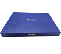 Boîte cadeau de Noël avec couvercle bleu, recyclable, en carton ondulé personnalisé, estampage à chaud doré, gaufrage, emballage haut de gamme, rectangulaire, carrée
