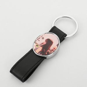 Customize Photo <b>Blank</b> Metal Keychain DIY Sublimation PU Leather <b>Key</b> Chain - Product Image 3
