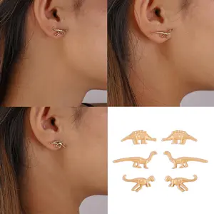 Dinosaur Stud Earrings High Quality Metal Alloy Mini Earrings Cute Cartoon Animal Ear Stud For Women Jewelry