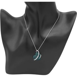 Jewelspaark Heart Pendant Necklace 1.60 Cttw Brilliant Cut Blue White Diamond 925 Sterling Silver Rhodium Plated <b>Rope</b> <b>Chain</b> - Product Image 4