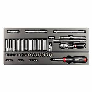 Ensemble d'outils Usag, clé à douille 1/4 pouces, kit d'outils à main en acier au chrome vanadium, 37x23x7,5 cm - Product Image 1