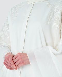 SIPO Eid Dubai Style Premium Muslim Women Abaya Dress Handmade Pattern Beaded Embroidered Satin Abaya Kimono Islamic Clothing - Product Image 6