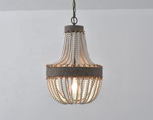 Lampadario Artistico Retrò Americano <span class=keywords><strong>in</strong></span> <span class=keywords><strong>Legno</strong></span> Massello con Perle, Illuminazione Decorativa per Soggiorno e Sala - Product Image 3