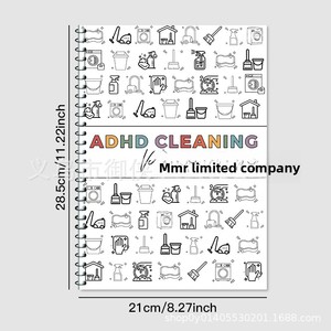 Nouveauté transfrontalière : Cahier à spirale anglais pour le nettoyage des esprits (ADHD), avec reliure spirale – Planificateur simple style croquis et gribouillis, idéal pour un cadeau - Product Image 2