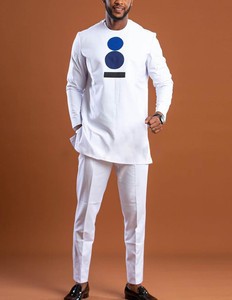 Ensemble Agbada pour Hommes Chemise et <span class=keywords><strong>Pantalon</strong></span> Tops <span class=keywords><strong>Boubou</strong></span> Costumes de Sénateur Qualité Supérieure Personnalisés Mariage Traditionnel Africain - Product Image 2