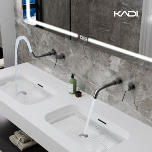 Chải Vàng Bàn Chải Treo Tường Brass Lưu Vực Mixer Tap Vòi Nước Brass Cho Phòng Tắm Biệt Thự Nước Nóng Lạnh Vòi Nước - Product Image 3