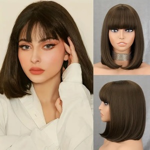 Châu Âu Mỹ Thời Trang Trung Bình Chiều Dài Tóc Giả Bobo Đầu Không Khí <span class=keywords><strong>Bangs</strong></span> Cho Amazon Cross-Biên Giới Người Bán Tốt Nhất Nhỏ Cap Hot-Bán Châu Phi - Product Image 3