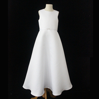 D30739 Robe élégante de première communion en satin blanc pour demoiselle d'honneur