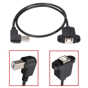 USB B Male To B Female Right Angle Extension <b>Cable</b> 5VDC PVC Shielded <b>Printer</b> Data Connector - Product Image 1