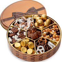 Boîtes rondes personnalisées en fer blanc pour gâteaux, récipients d'emballage de grande taille, pour biscuits, cookies et chocolat avec couvercle transparent