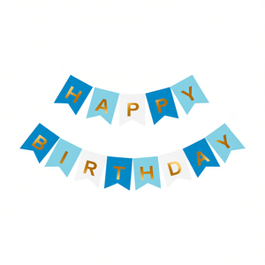 Guirlande Joyeux Anniversaire Lettres Bleues et Dorées 14 Pièces 4M Décorations de Fête - Product Image 2