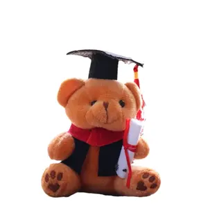 Factory Sale 10cm Mini Graduation Teddy Bear Plush Gift Stuffed Animal Black Hat Graduation Season Gift Mini Super Soft Cute toy