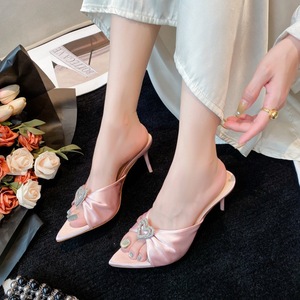 Mules à talon aiguille élégantes pour femme, ornées de strass, à bout pointu et fermé, pour l'extérieur, collection été 2026 - Product Image 2