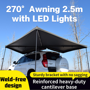 Auvent latéral <span class=keywords><strong>de</strong></span> <span class=keywords><strong>voiture</strong></span> 4x4 à 270 degrés avec éclairage LED, imperméable, pare-soleil, auvent <span class=keywords><strong>de</strong></span> <span class=keywords><strong>toit</strong></span> - <span class=keywords><strong>Prix</strong></span> usine - Product Image 2