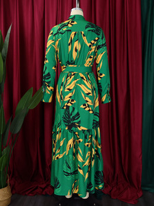C8565 Último diseño Moda Otoño Vestidos Mujer Casual Solapa Correa Estampado Manga larga Vestido largo Mujer Camisa Vestido - Product Image 6