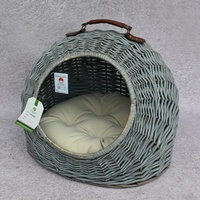 Cama para Gatos Tradicional Tejida a Mano de Mimbre Natural, Ecológica, Nido para Mascotas, Cesta Artesanal para Gatitos, Uso en Interiores, Transpirable y Lavable