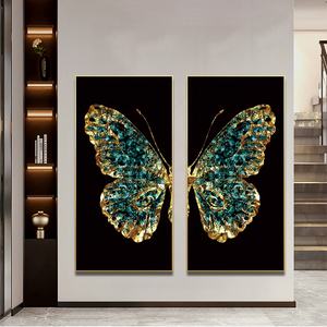 家の装飾モダンな北欧 + ダイヤモンドまたはダイヤモンドなしガラス壁アートフレームアルミニウム絵画 - Product Image 1