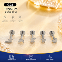 ASTM F136 Titanium Threadless Press Fit Stud Moon Cross Hypoallergenic Nickel Free for Helix Tragus Cartilage Piercing Jewelry