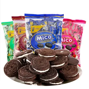 376G Sweet Mini Black Cookies Crema de chocolate Fresa Limón Sabor Sandwich Galletas