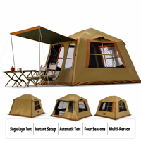 Tente Gonflable Automatique de Loisirs, Légère, Durable, Quatre Saisons, Imperméable, Portable, pour Camping en Plein Air, Nuitée, PVC, 3-4 Personnes