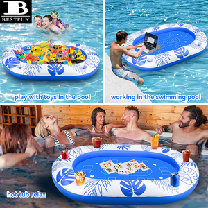 Table <span class=keywords><strong>de</strong></span> poker gonflable géante flottante pour piscine avec porte-gobelets, plateau à collations et station <span class=keywords><strong>de</strong></span> <span class=keywords><strong>jeu</strong></span> aquatique pour adultes, idéale pour les fêtes estivales - Product Image 5