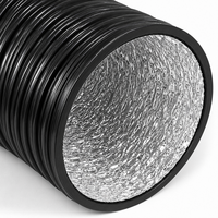 Tuyau flexible en PVC avec doublure en aluminium, renforcé par fil spiralé noir, pour ventilation, collecte d'air et évacuation CVC, conception graphique