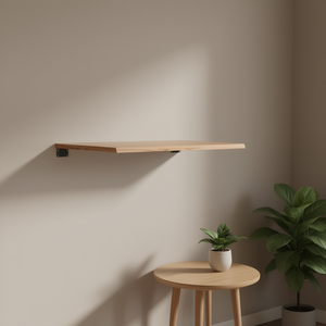 Étagère murale en bois de chêne massif, rectangulaire, marron, design minimaliste, pour l'affichage, salon, montage mural, un seul niveau - Product Image 2