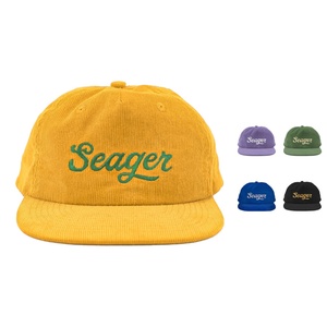 หมวกแก๊ปคอร์ดูรอยปักโลโก้แบบไม่มีโครงสร้าง 5 ชิ้นส่วน สีเหลือง แบบ Snapback - Product Image 1