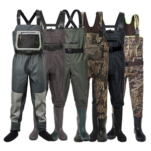 <span class=keywords><strong>Waders</strong></span> de pêche unisexes kaki 3 couches 100 % imperméables et respirants en tissu durable hydrofuge avec genouillères - Product Image 6