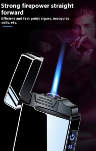 Custom Logo New 2-in-1 Electric Digital Touch <strong>Lighter</strong> <strong>LED</strong> Double Arc Gas Rechargeable <strong>Cigarette</strong> <strong>Lighter</strong> <strong>With</strong> Battery Indicator - Product Image 5