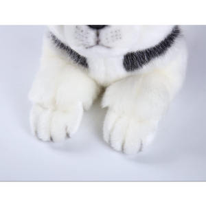 Hecho a mano Adorable mentira <span class=keywords><strong>Husky</strong></span> <span class=keywords><strong>siberiano</strong></span> suave algodón cachorro juguete vivo <span class=keywords><strong>blanco</strong></span> y negro peludo Animal simulación perro realista peluche - Product Image 2