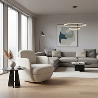 Fauteuil pivotant BLOOM |   Fauteuil d'appoint rond en bouclette avec base dorée |   EKAR FURNITURE