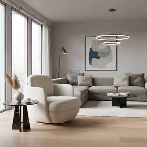Fauteuil pivotant <span class=keywords><strong>BLOOM</strong></span> |   Fauteuil d'appoint rond en bouclette avec base dorée |   EKAR FURNITURE - Product Image 4