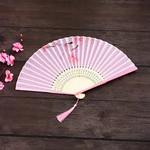Silk Fan Chinese Japanese Style Folding Fan Home Decoration Ornaments Pattern Art Craft Gift Wedding Dance Hand Fan
