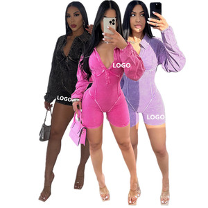 <span class=keywords><strong>Tuta</strong></span> con Logo personalizzato da <span class=keywords><strong>donna</strong></span> Vintage manica lunga profondo scollo a V lavato tutine da <span class=keywords><strong>donna</strong></span> Body Suit da <span class=keywords><strong>donna</strong></span> tute da <span class=keywords><strong>donna</strong></span> tute da <span class=keywords><strong>donna</strong></span> - Product Image 5