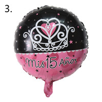Étoile ronde de 18 pouces pour fille de 15 ans, décoration de fête d'anniversaire, ballon en aluminium de 15 ans.
