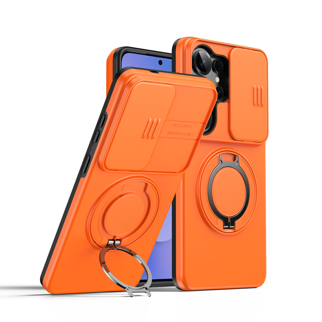 New Shockproof Drop-Proof Magnetic Phone Case for Samsung S26 Ultra S25 Ultra with 360 Rotating Stand with Sliding Camera Cover