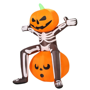 Tête de citrouille gonflable d'Halloween avec diode électroluminescente intégrée, costume de citrouille gonflable, décoration de cour d'Halloween - Product Image 6
