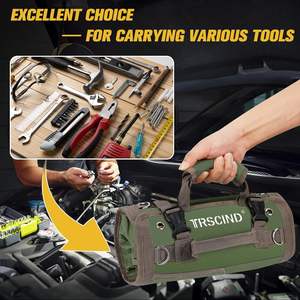 Free sample Wholesale <b>Canvas</b> Tool <b>Roll</b>-Up Bag Car <b>Roll</b> Pouch Small Pocket Repair Tool Bag Pockets Multi-Purpose Organizer - Product Image 4
