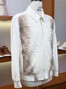 Manteau 100% peau de crocodile, personnalisation sur mesure, tissu de haute qualité, fermeture éclair, design classique et polyvalent - Product Image 1