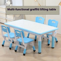 Table d'activités rectangulaire pour six personnes, en plastique, pour l'école et la maternelle, avec surface anti-graffiti, mobilier pour enfants