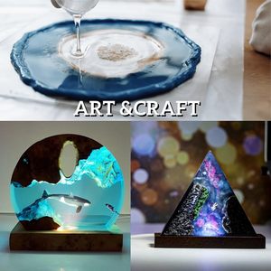 Bộ nhựa <span class=keywords><strong>Epoxy</strong></span> Hungley RESIN đúc, không bọt, trong suốt như pha lê, gồm nhựa và chất đóng rắn, dùng làm đồ trang sức, thủ công, tranh vẽ trên ly. - Product Image 6